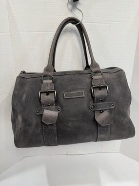 Kate Moss Longchamp Handbags Gray Pebbled Leather Zipper Top Satchel